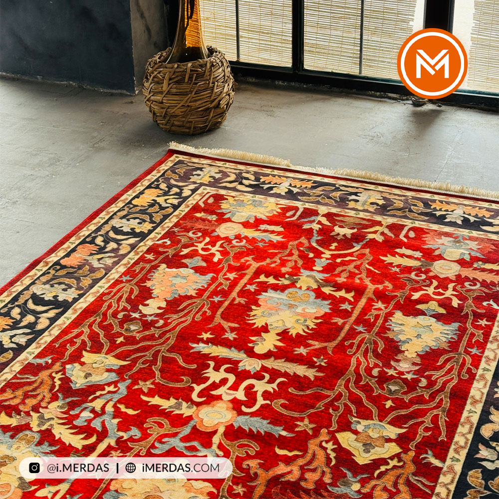 فرش کهنه نما کد 22225 زمینه تمام رنگ